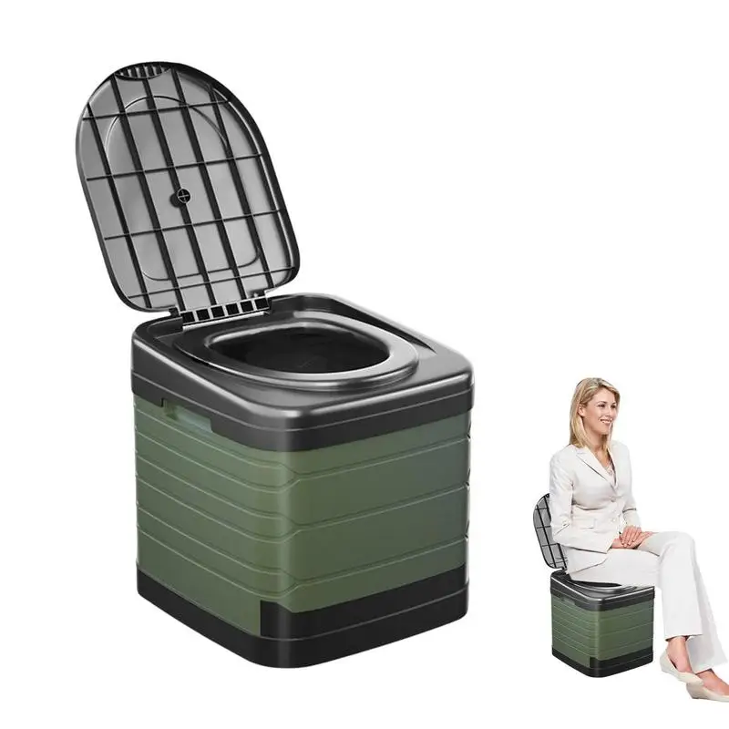 

Folding Toilet Portable Car Toilet Bucket Strong Bearing Capacity Reusable Trash Can For Tour Emergency Self-driving Travel