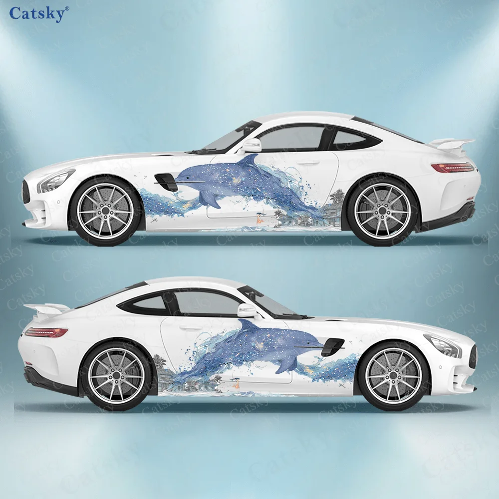 

Shining Dreamy Dolphin Car Side Sticker Decoration,PVC Waterproof Scratch Resistant Decal, Car Protection, Auto Accessories Gift