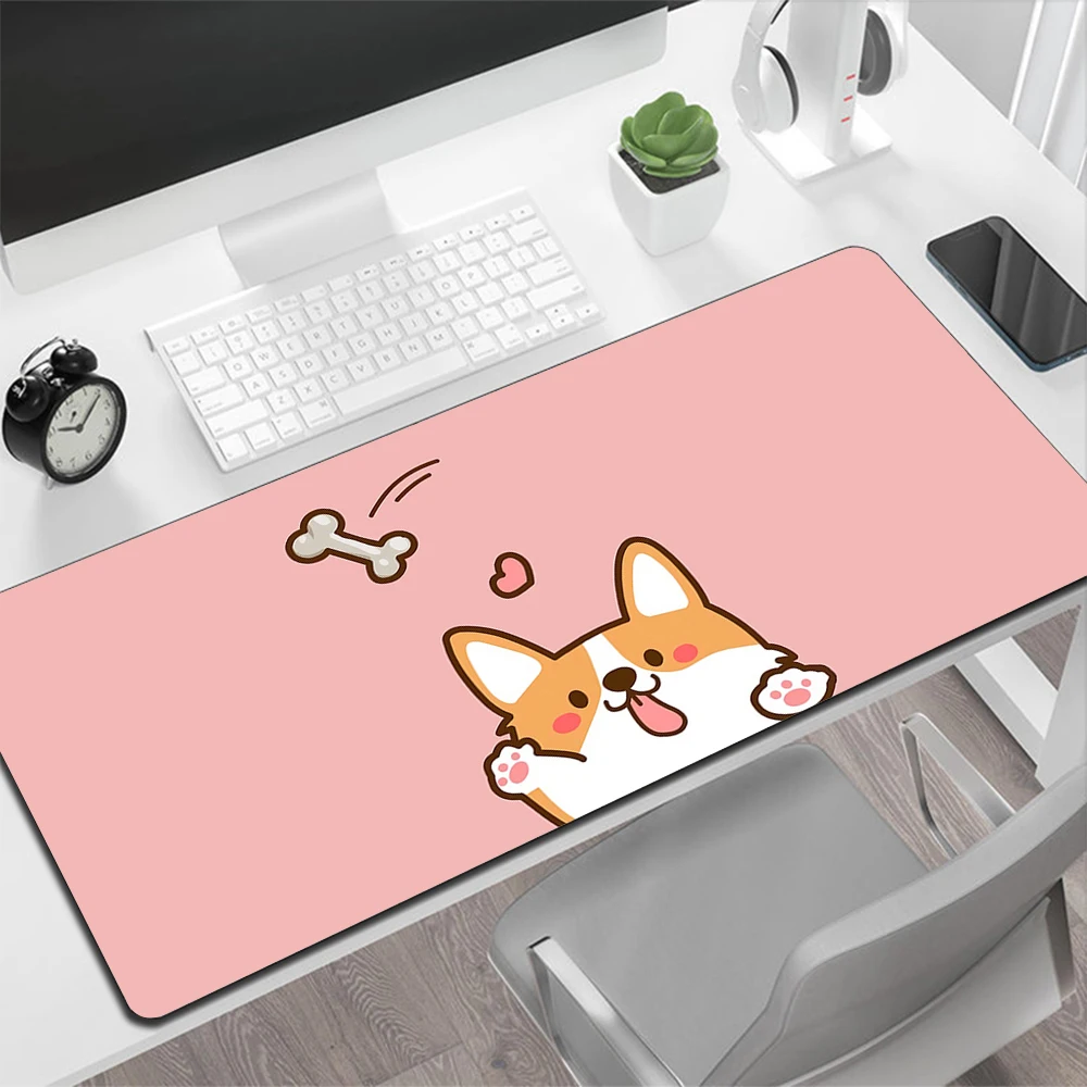 Cute Welsh Corgi Gaming Mouse Pad Large Mouse Pad PC Gamer Computer Mouse Mat Big Mousepad Silicone Keyboard Desk Mat Mause Pad