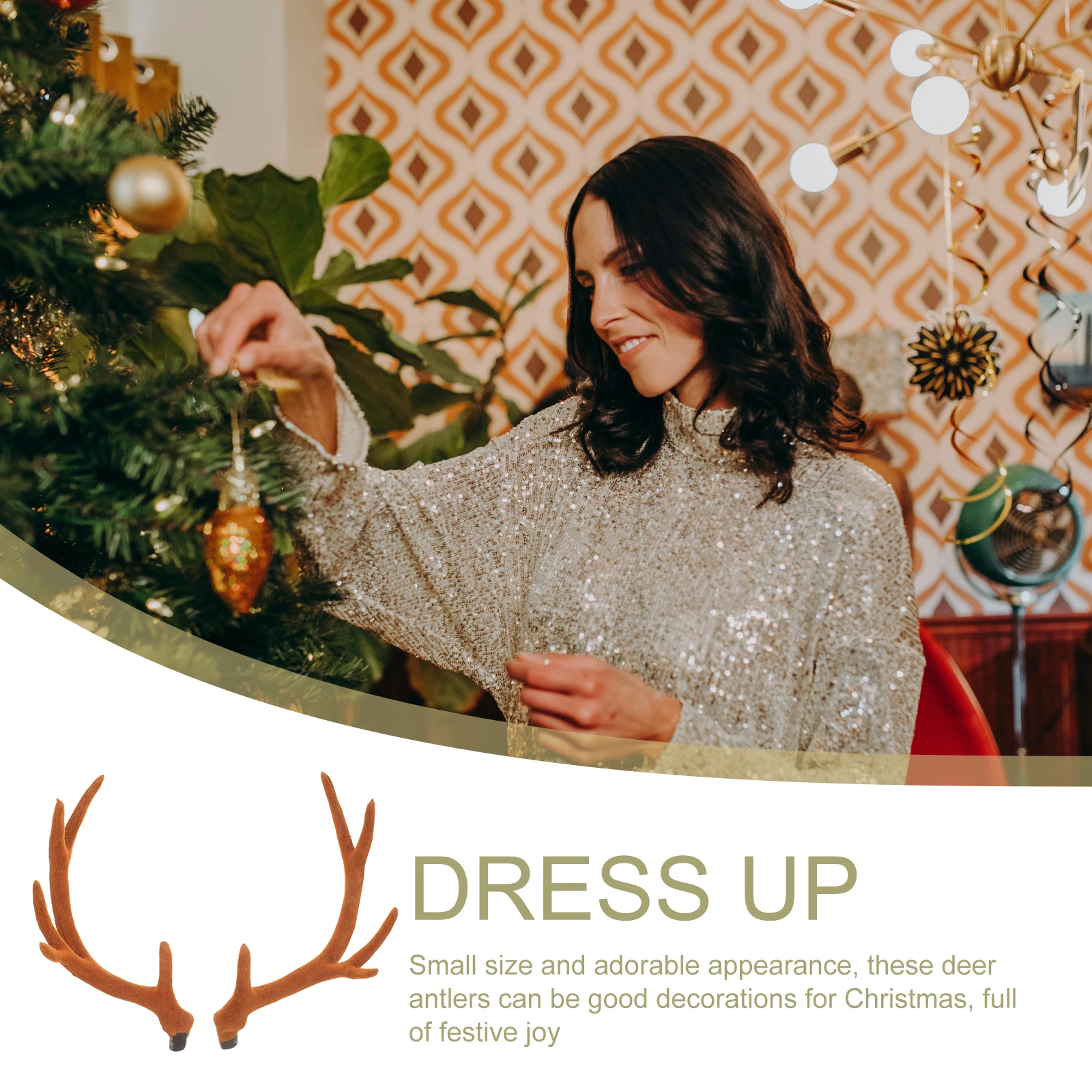 

17CM Brown Reindeer Antlers Simulated Headband Decorations for DIY Christmas Hair Accessories Party Props Artificial Antler