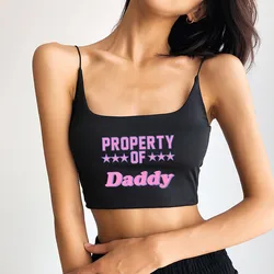 PROPERTY OF Daddy Square Neck Camis for Women Fitted Seamless Cropped Tank Cute Crop Tops Double Lined Can Be Wear Without Bra