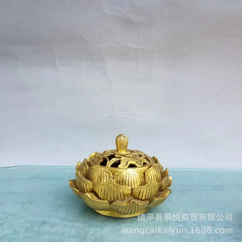 

Pure Antique Style Copper Lotus Incense Burner Buddhist Small Large Sandalwood Incen