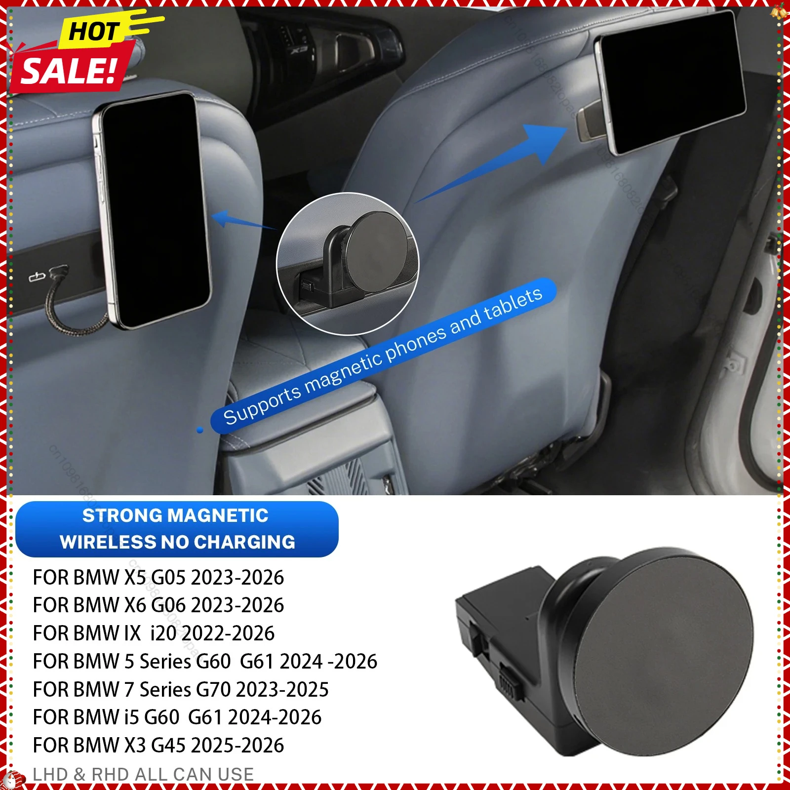 

Rear Seat Magnetic Pad Phone Holder Bracket for BMW X3 X5 X6 5 Series 7 Series IX i5 Trim Auto Mount Car Accessories