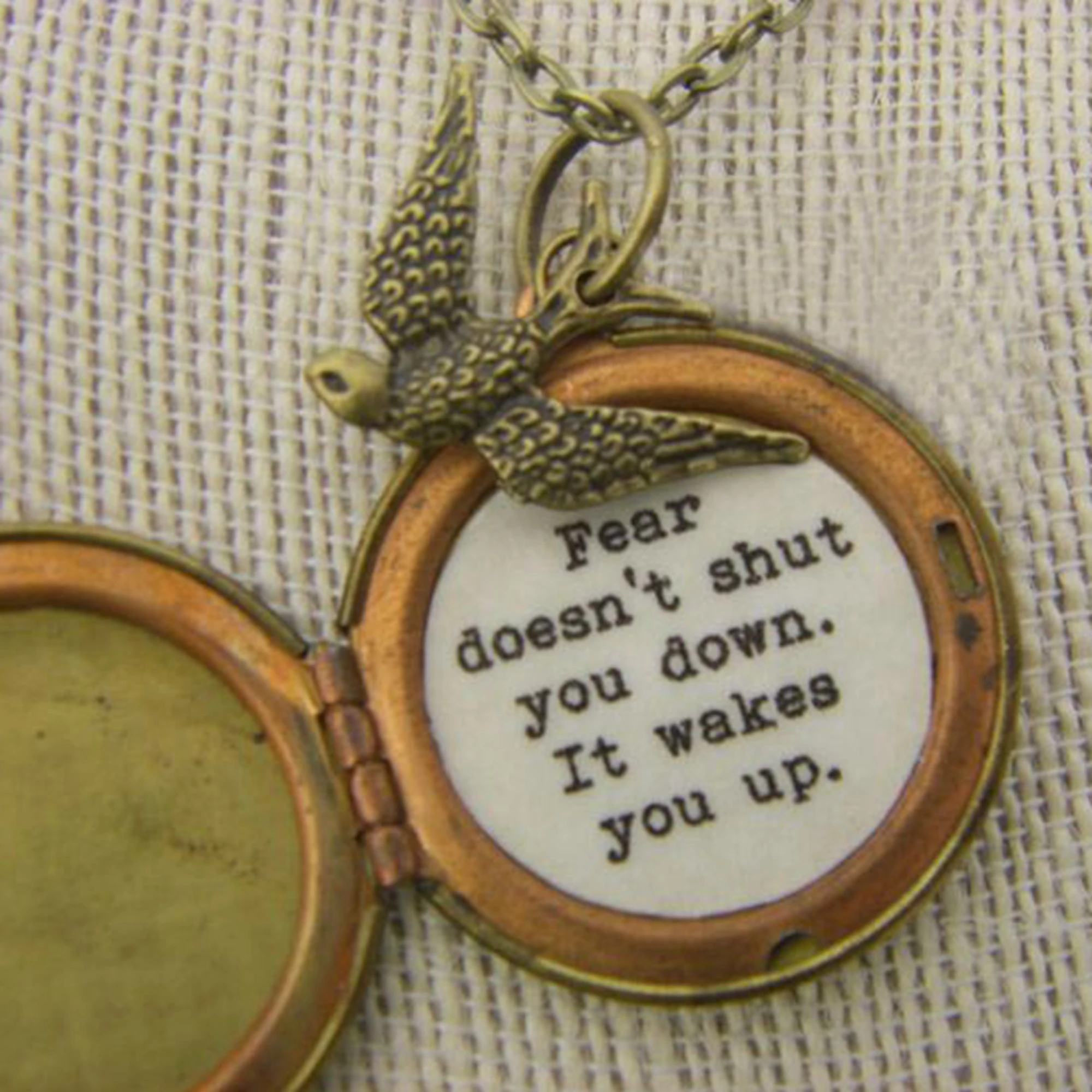 Divergent Quote Locket Inspired Necklace Jewelry Bronze Antique