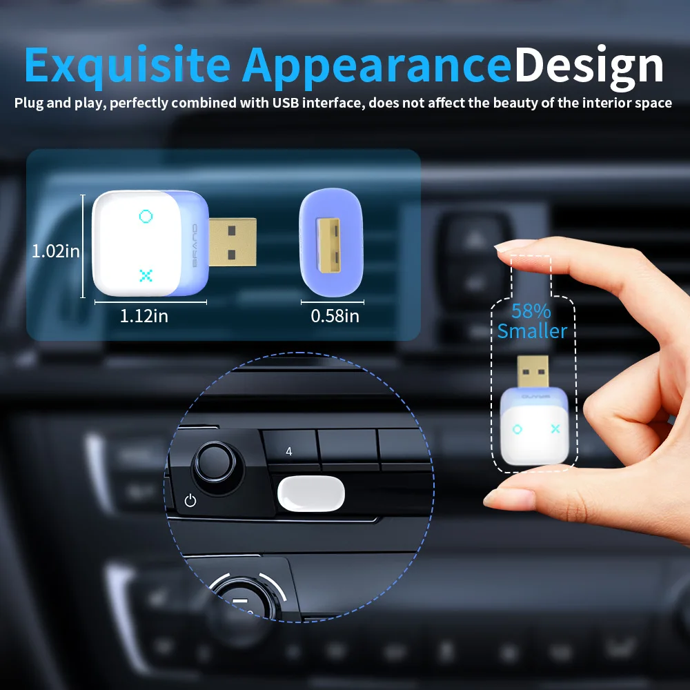 New 2 in 1 Wireless CarPlay Adapter&Android Auto Wireless Adapter, 5Ghz WiFi USB Plug Play CarPlay Wireless For with 99% Cars - view 2