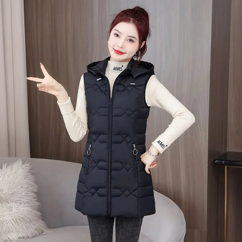 New Woman Vest Autumn Winter Warm Down Cotton Vests Female Thick Removable Hooded Waistcoat Women\'s Sleeveless Jacket Vest Coats