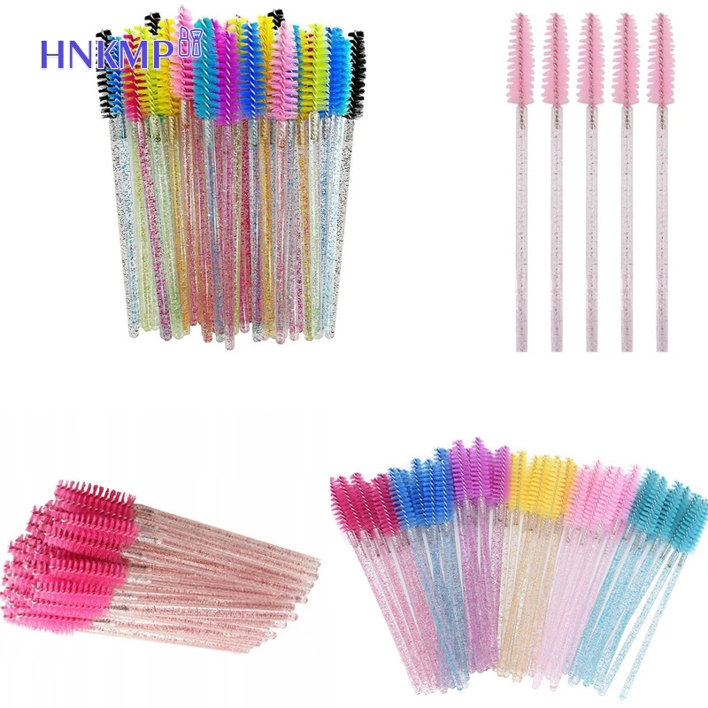 50Pcs Shiny Disposable Eyelash Brush Applicator Wands Curler Mascara Eyebrow Makeup Tools Spoolers Comb Wands Spoolies Brushes