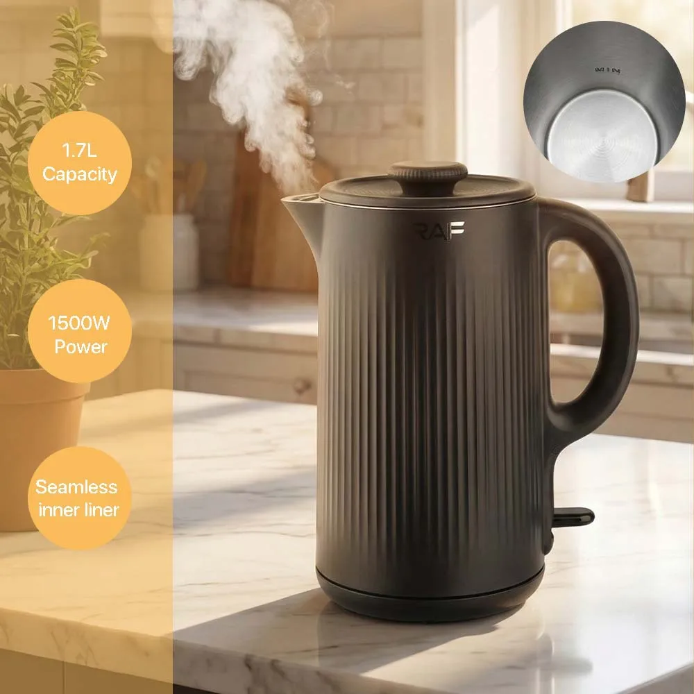 Cross-border EU standard 1.7L electric kettle, home use, food-grade stainless steel, boiled water kettle, anti-dry burn