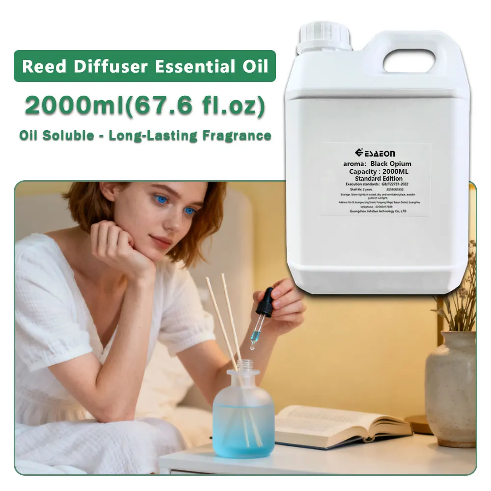 ESAEON Essential Oils - Vine Diffuser Replenishes Aromatic Oil, Hotel Aroma Reed Diffuser Oil, Black Opium 2000ML (67.6 fl.oz)