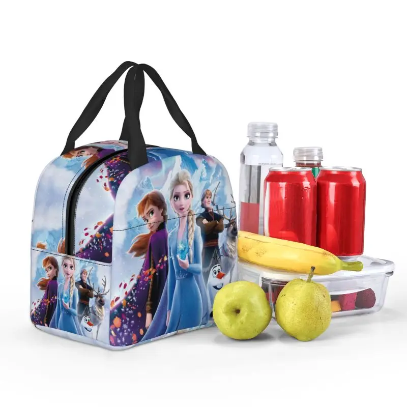 Custom Cartoon Frozen Princess Insulated Lunch Bag Anna And Elsa Waterproof Cooler Thermal Bento Box Food Container Tote Bags