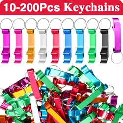 10-200Pcs Portable Beer Bottle Opener Keychain 4 In 1 Pocket Aluminum Beer Bottle Opener Can 5 Colors Wedding Party Favor Gifts