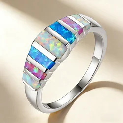 Colorful Fire Opal Fashion Jewelry Opal Cock Rings for Women Fashion Jewelry Luxury Evening Party Jewelry Christmas Gift for Her