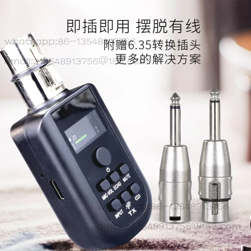One to two microphones Wireless UHF transmitter and receiver system with noise reduction microphone Volume reverb Mute charging