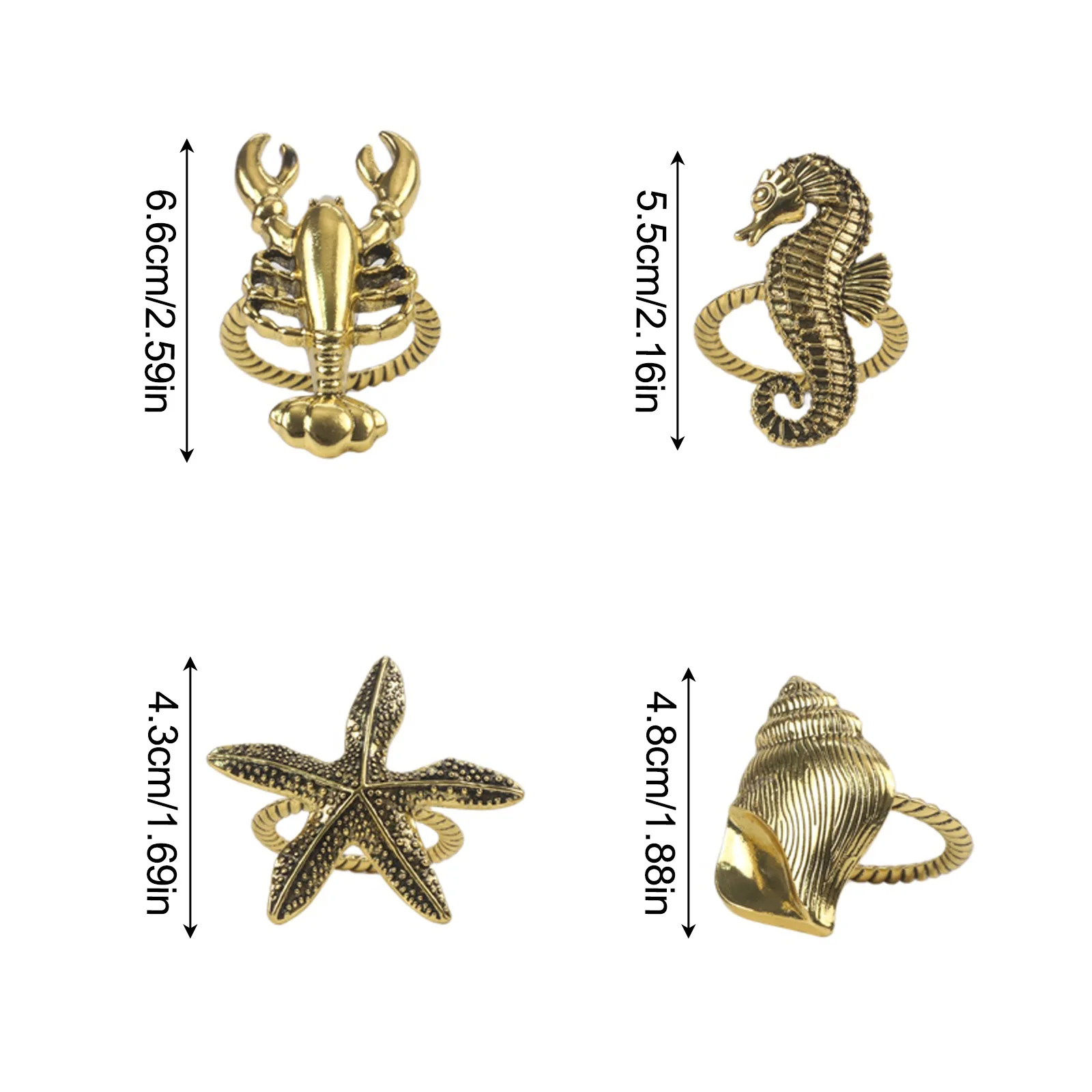 Coastal Themed Silver Metal Napkin Rings Set of 4 with Lobster Design for Dining Table Decoration Napkin Holders