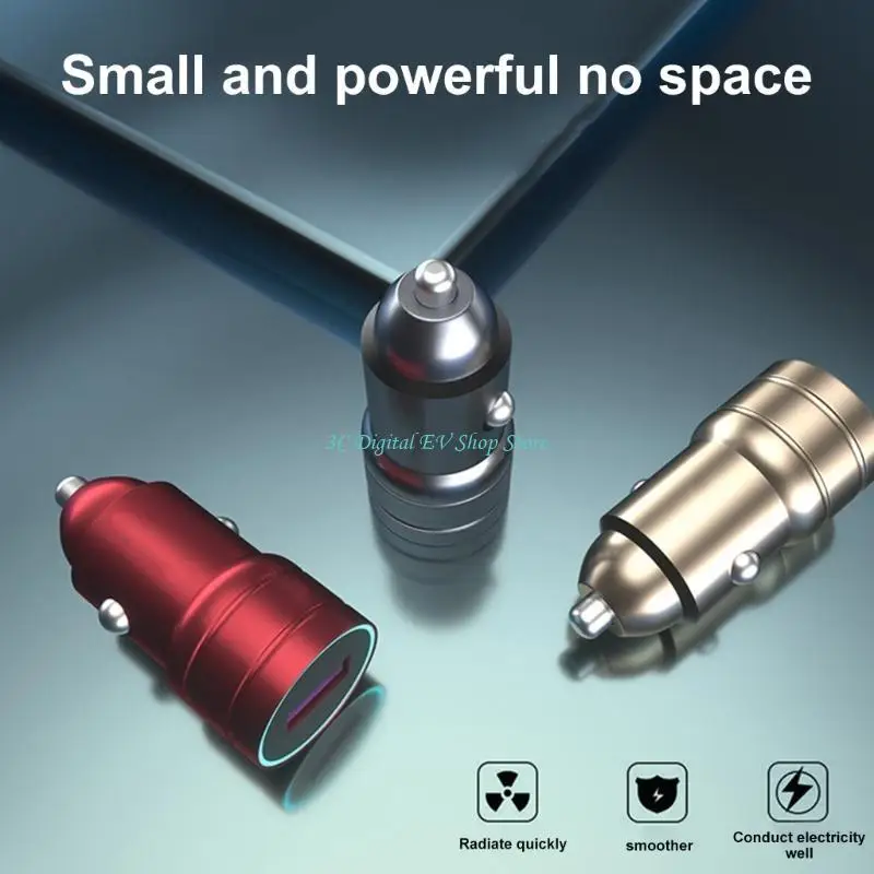 E74D 65W Intelligent Car Rapid Car Charging Solution Single USB Car Fast Charging Adapter with LED Light