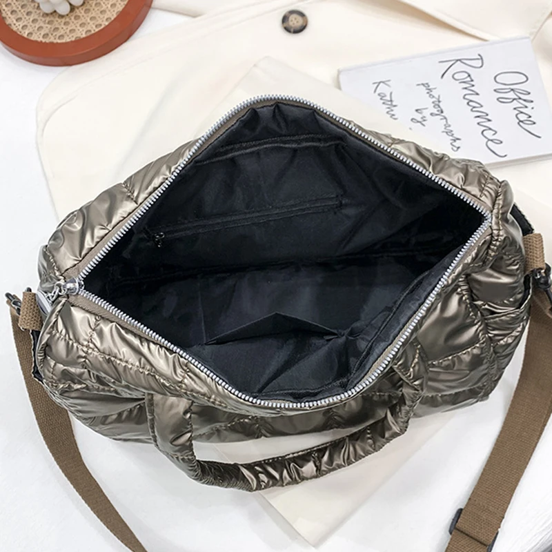 Yogodlns Luxus Raum Gepolsterte Baumwolle Handtasche Große Kapazität Schulter Tasche Wasserdichte Nylon Tasche Reise Unten Umhängetasche Geldbörse Bolsa – Detail 30