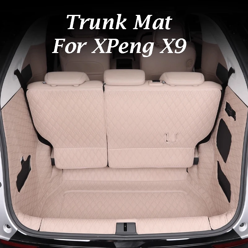 

For Xpeng X9 2024 2025 2026 Trunk Mat Car Waterproof Floor Mat Car Accessories Fully Surrounded Original Factory PU Leather