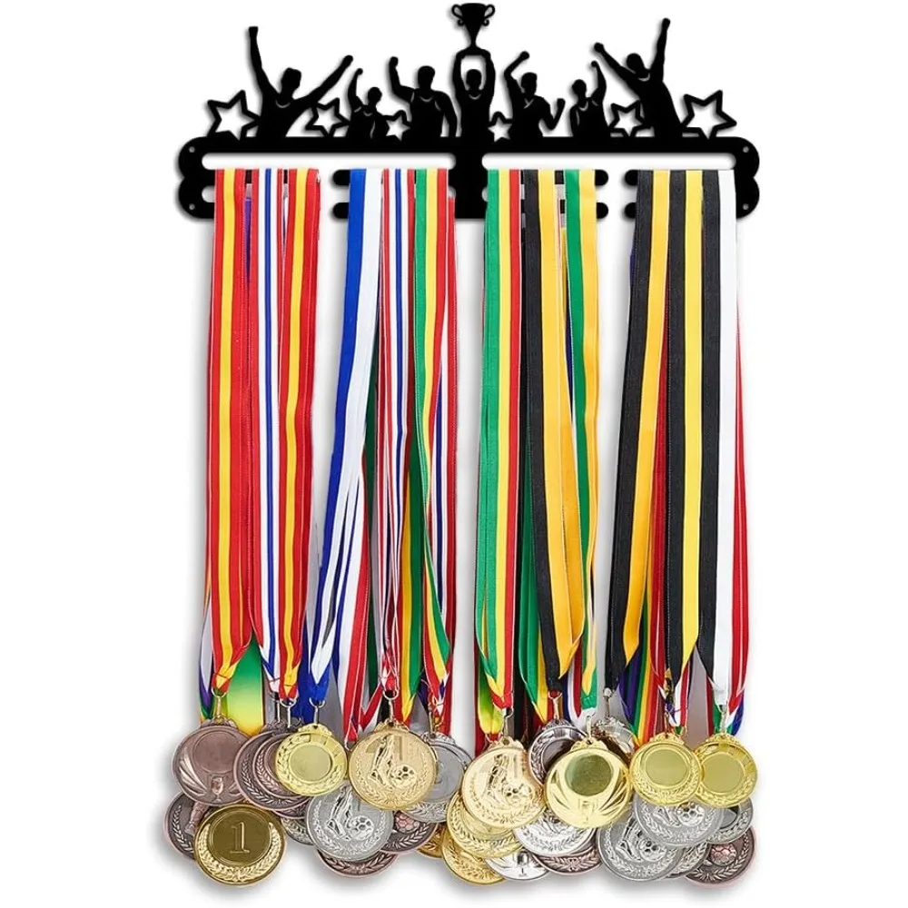 

1pc Medal Display Medal Hanger Holder Display Rack Wall Mount Hanger Decor 3 Lines Black Sport Award Rack with Gift Box