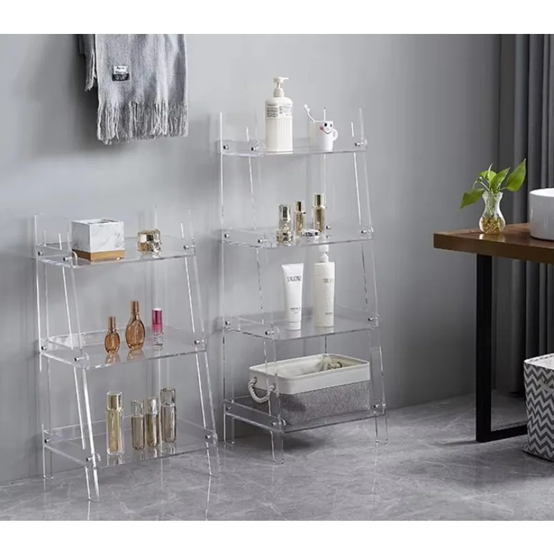 Modern Transparent Living Room Bedroom Bookshelf Standing Decorative Display Rack Multi-layer Storage Rack