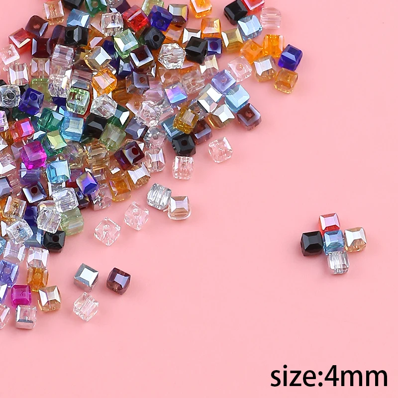 Exquisite Austrian color square crystal beads 4mm/100PCS crystal faceted bead jewelry DIY bracelet necklace accessories