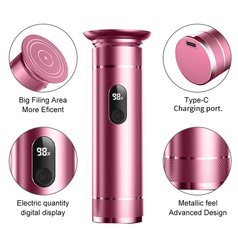 مطحنة قدم كهربائية قابلة لإعادة الشحن - بطارية USB/بطارية مزدوجة الطاقة، أداة باديكير لإزالة مسامير القدم والجلد الميت