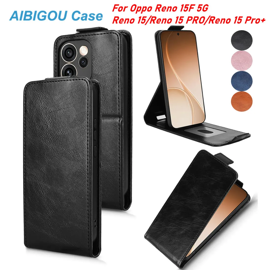 For OPPO Reno 15F 15 PRO Reno15 Flip Vertical Case Leather Luxury Retro Book Holder Stand Full Cover Reno15 PRO MAX Phone Bags