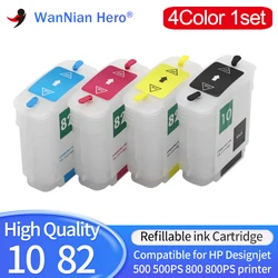 1/2set For HP 10 82 Refillable ink Cartridge With chip For HP designjet 500 500ps 800 800ps Plotters For HP10 HP82 HP500 HP800