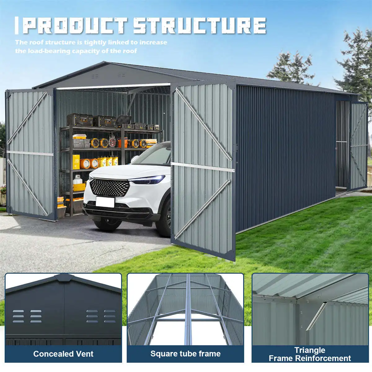 Upgraded Eco-Friendly Metal Storage Shed Nature-Friendly Materials Durable Outdoor Storage Solution for Garden Tools Customized