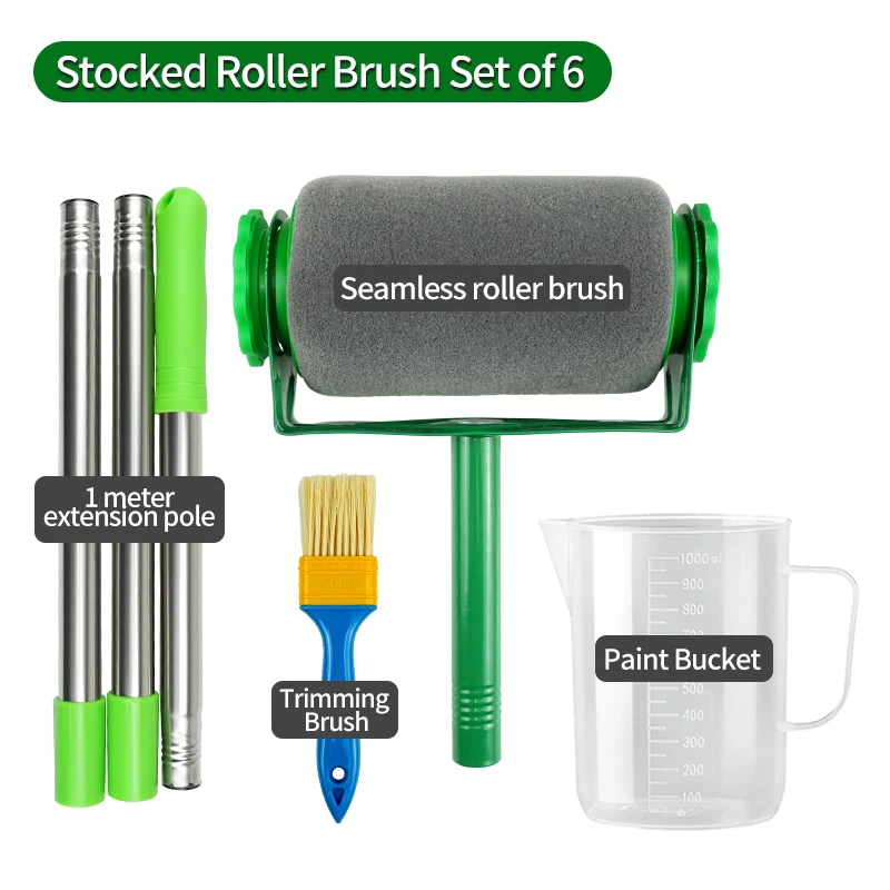 Paint Roller Kit 6 Pcs Multifunctional Paint Runner Set Paint Runner Pro Paint Roller Brush Handle Tool Home Wall Printing Tools