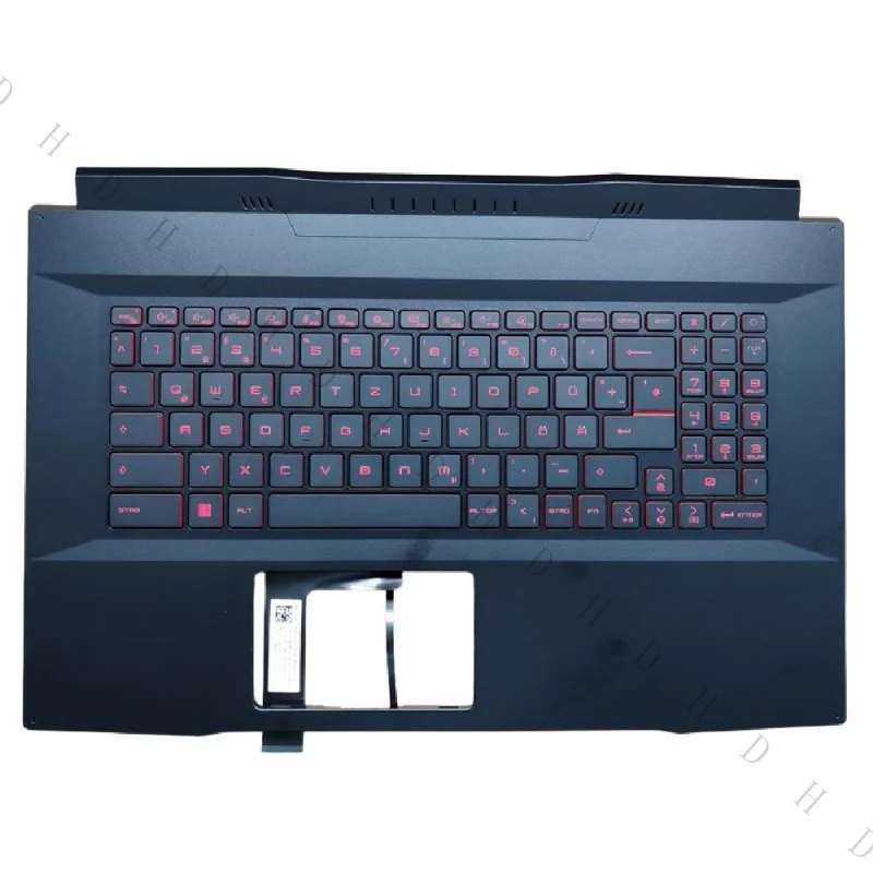 B+17.3'' New DE Layout Red Backlit Keyboard With Top Case For MSI Katana GF76 12UG 12UE 12UGS 12UC 12UD Laptop
