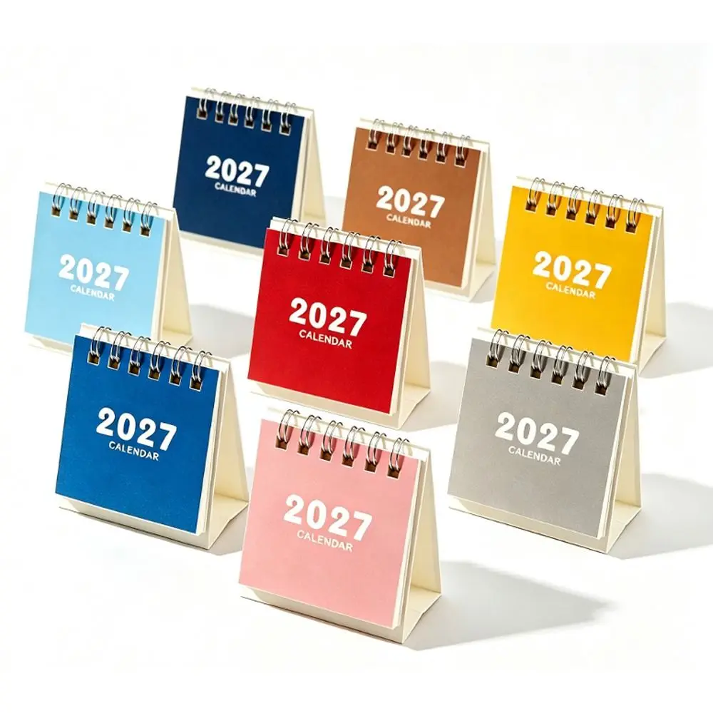 New Mini 2027 Desk Calendar Double Coil Standing Base Mini Calendar Standing Calendar Home Office