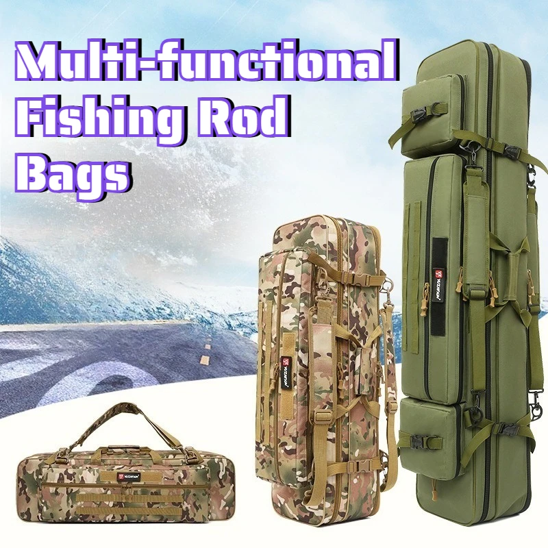 Multi-layered Waterproof Fishing Gear Bag Multi-functional Lightweight Fishing Rod Bags Portable Outdoor Double-shoulder Bag