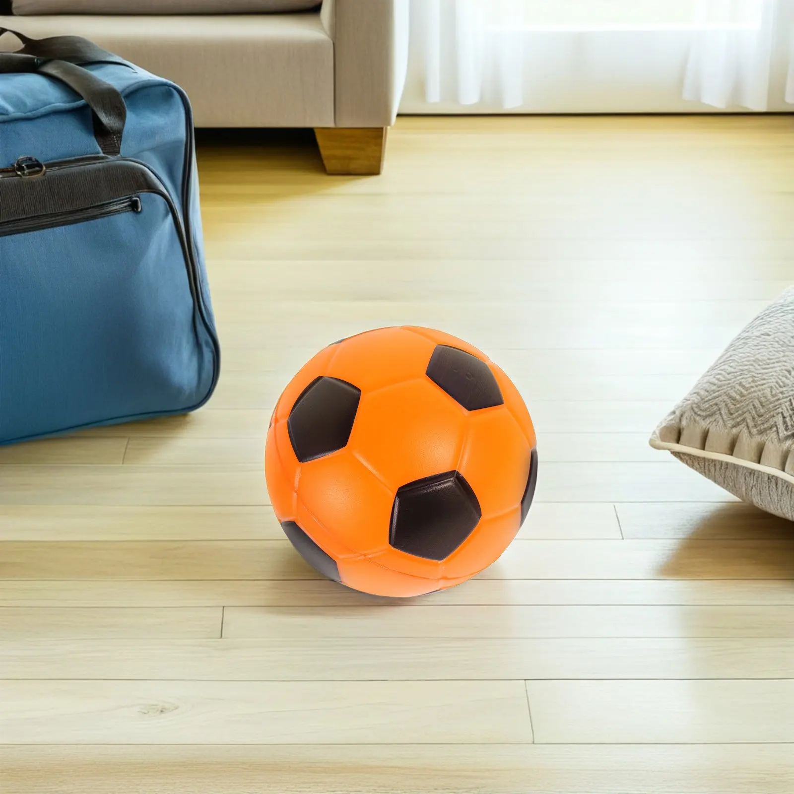 Soft Foam Soccer Ball Quiet Orange Solid Sponge Mini Football School Backyard Indoor Practice Orange Football Mini Sponge Ball