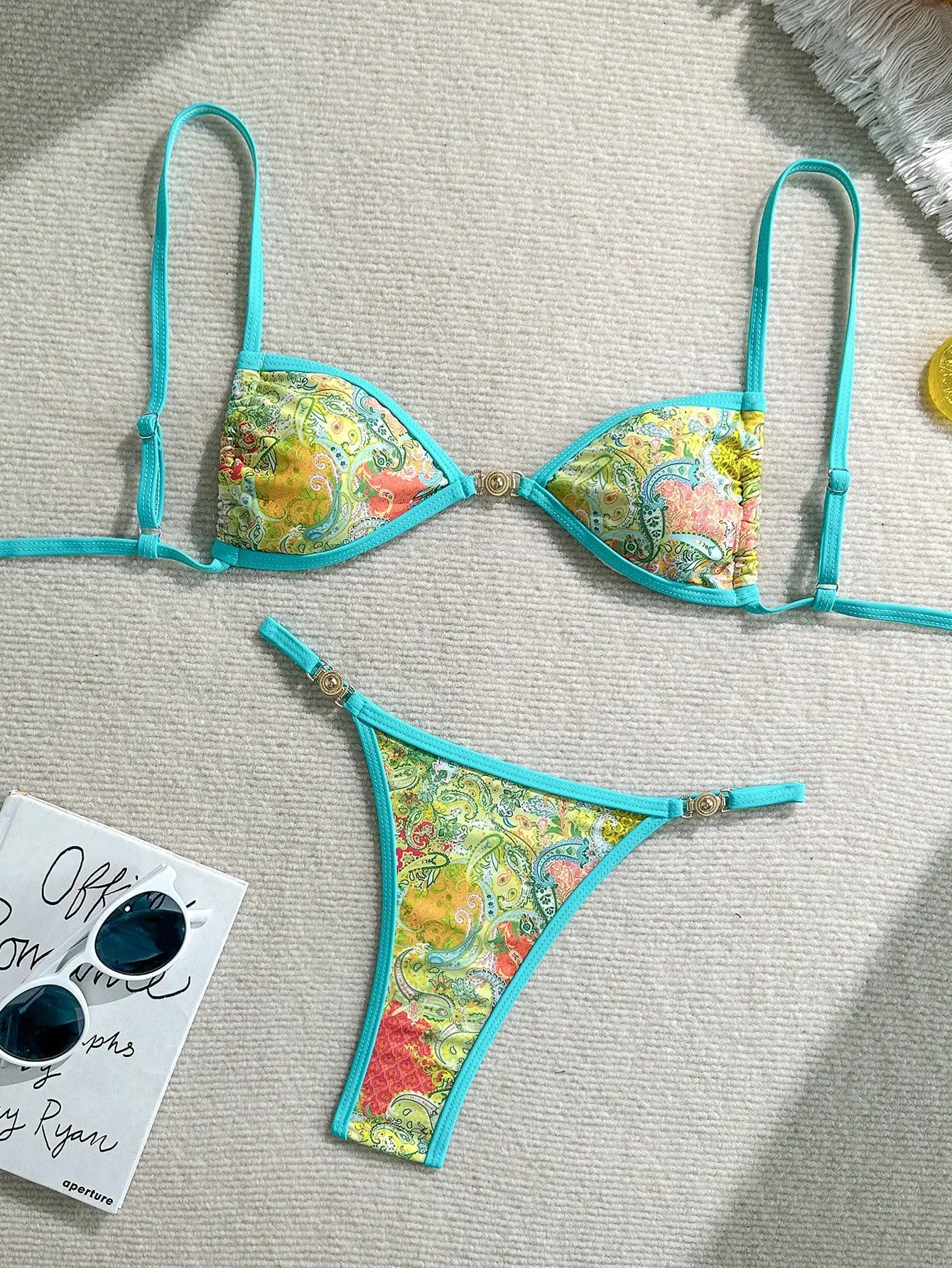 

Women's Multicolor Paisley Print Bikini Set Low Waist Beach Swimwear