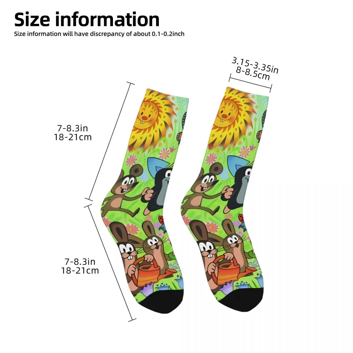 Funny Happy Sock for Men Fashion Vintage The Little Mole Quality Pattern Printed Crew Sock Seamless Gift