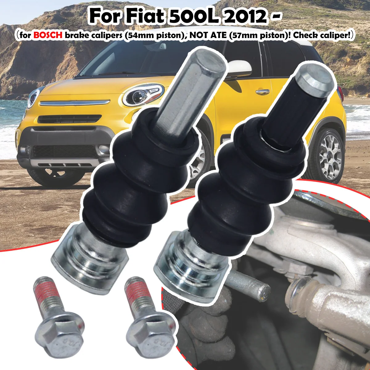 

For Fiat 500L 2012- Front Brake Caliper Slider Guide Pins Bolt Kit Left Right Disc Housing Bellows Sleeve Bushing Seal 113-1355X