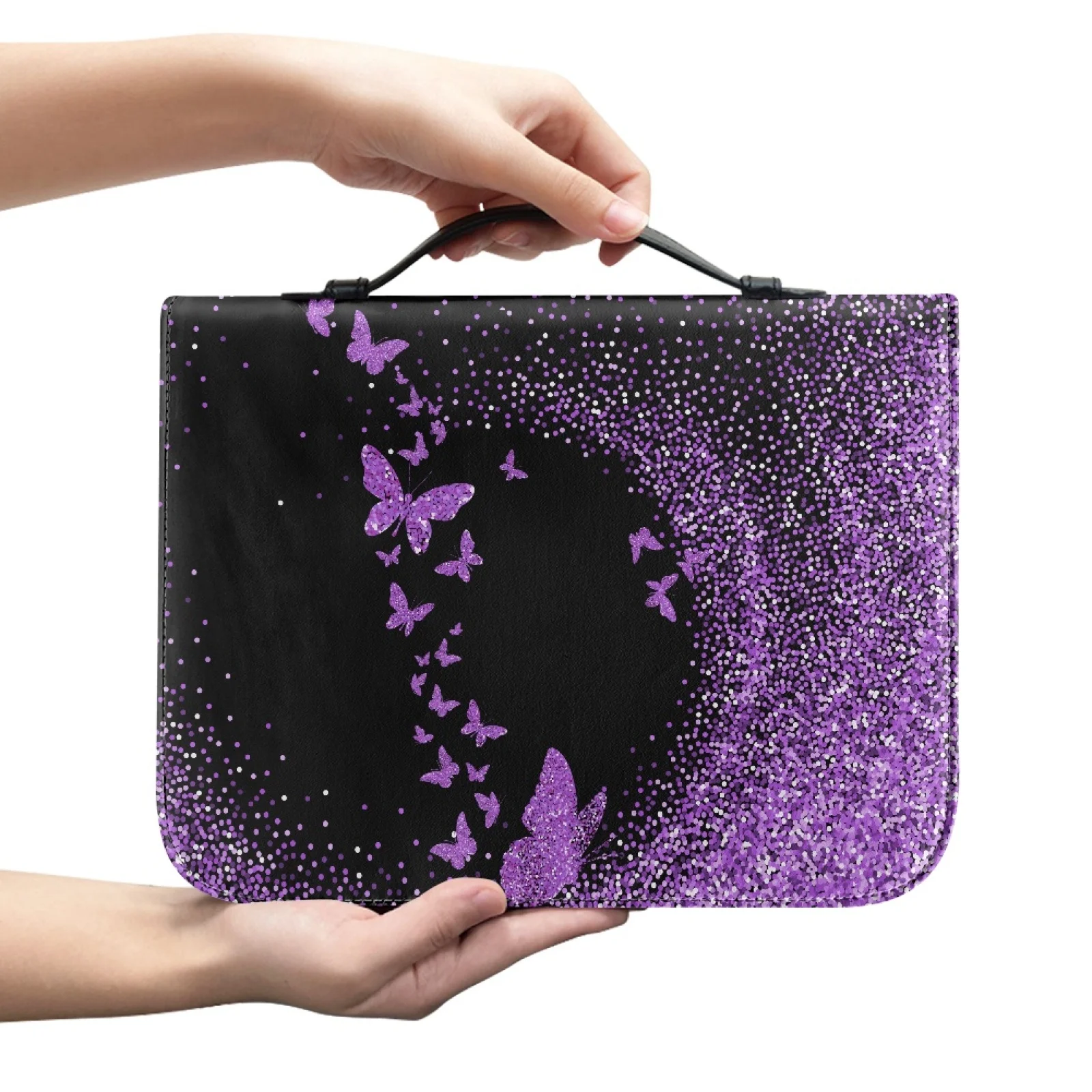 XIXIRIMIDO Bible Holder Matching Bookmark Bible Carrier Tote Bag for Outdoor Men Purple Butterfly Print 2026 Collection