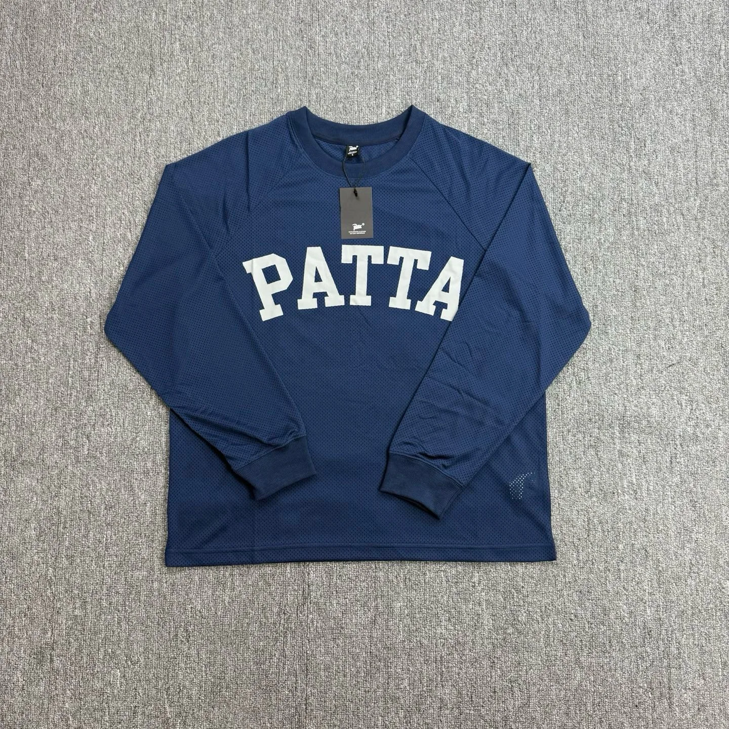 Patta vintage streetwear brand, imported letter-printed mesh casual versatile long-sleeved T-shirt