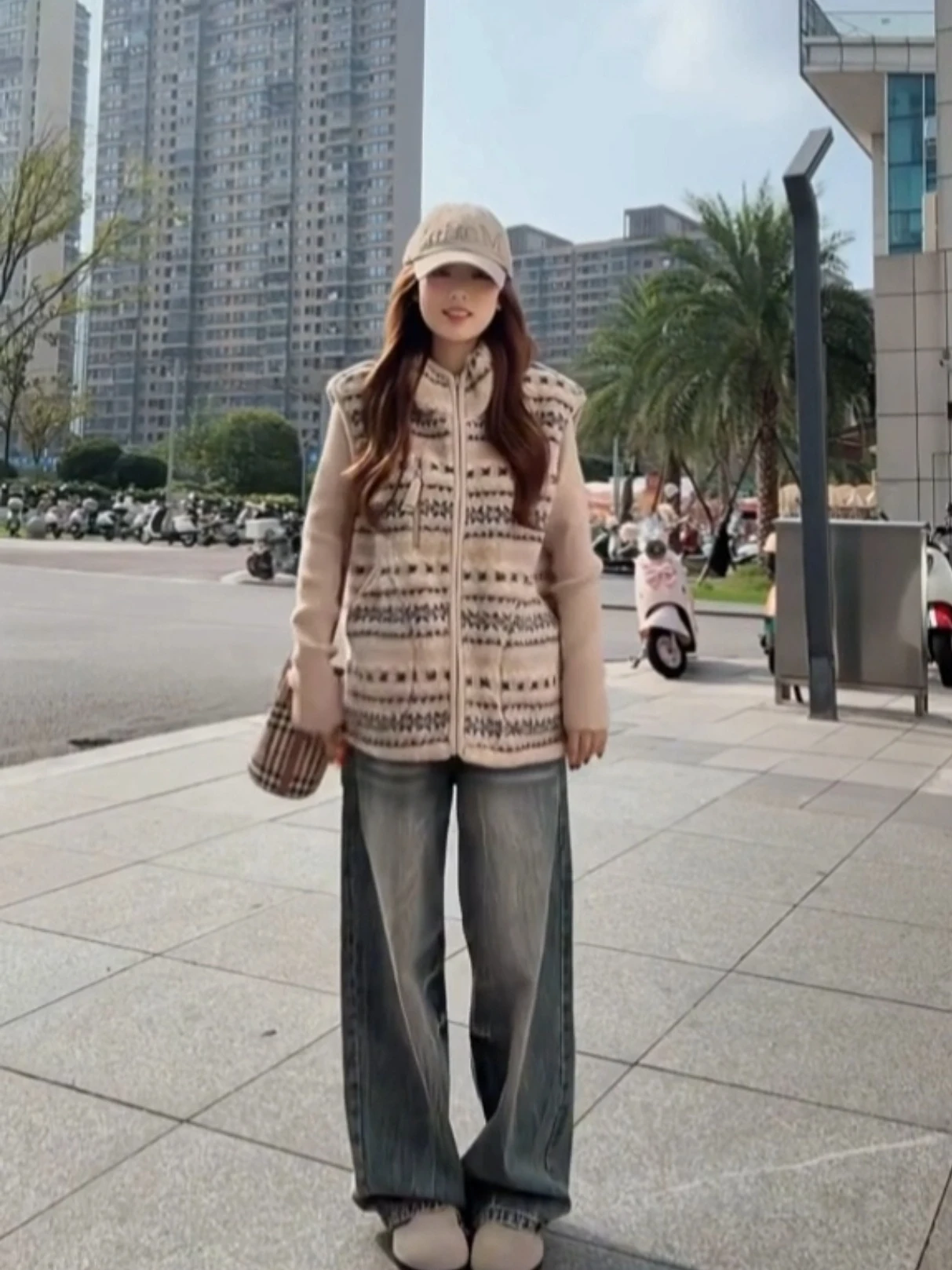 

Жилет из овечьей шерсти женский, весенний, теплый, с воротником-стойкой, в корейском стиле, ретро, с узором Fair Isle