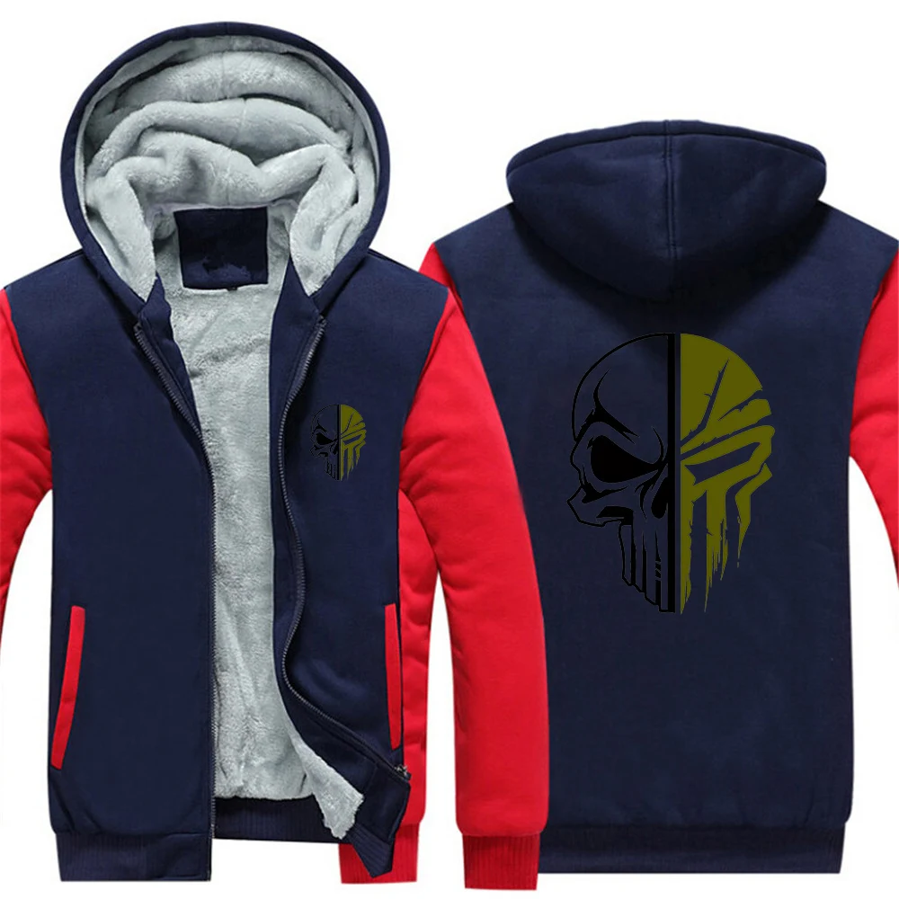 Funny Skull Graphics Winter Wool Jacket Men's High-end Embroidered Thickened Windproof Jacket Snow Cold-proof Men's Warm