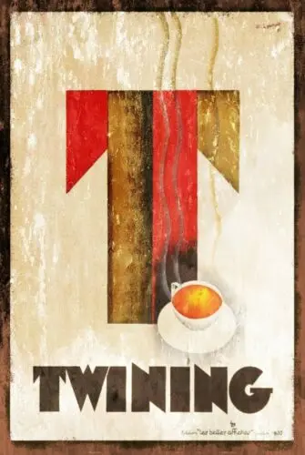Signo de Metal de estilo Retro, anuncio de té Twining, cafetería, restaurante, cuppa
