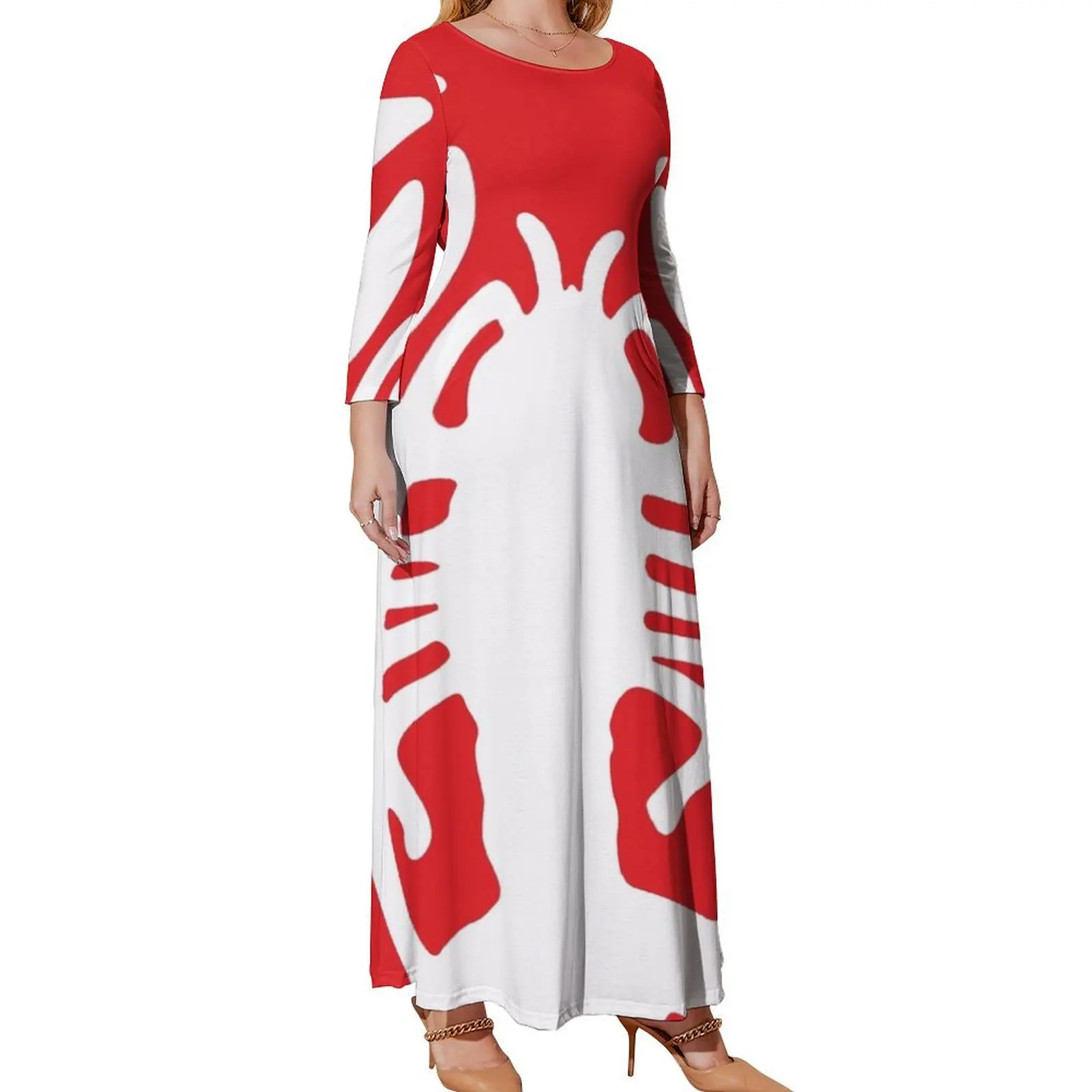 

White Lobster on Red Background Long Sleeved Dress Women's dress dresses for special events summer women's suit