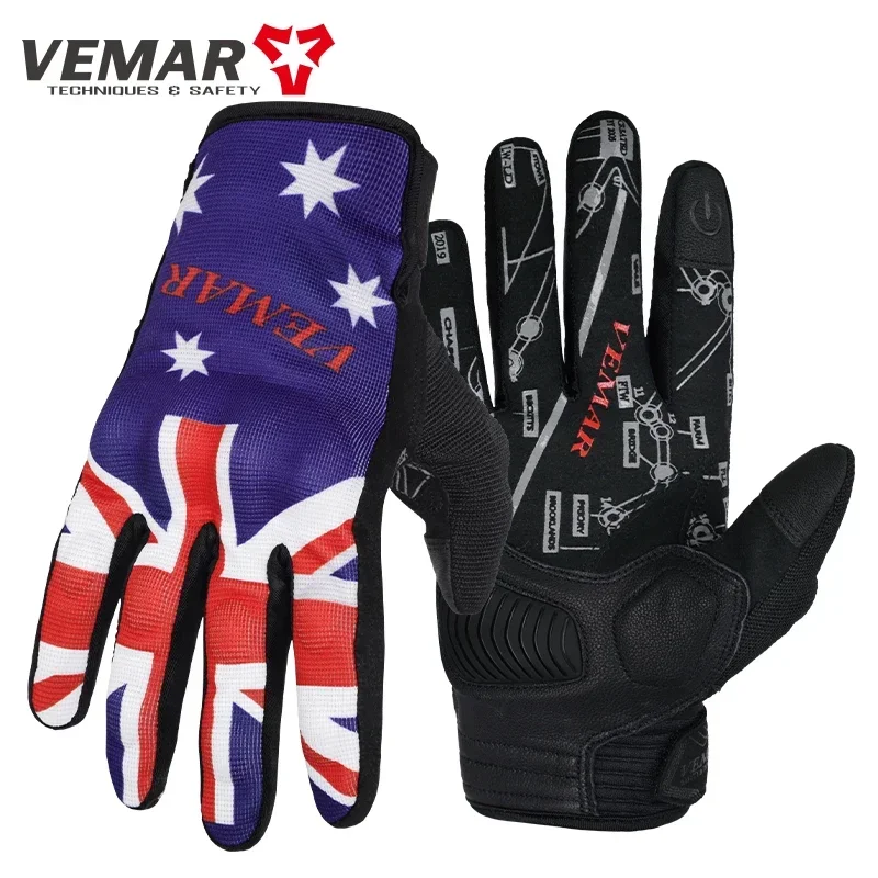 VEMAR Summer Motorcycle Gloves in the middle of Men Moto's Skull Mesh Glove Motorcyclist Touch Screen Biker Gloves Guantes Moto