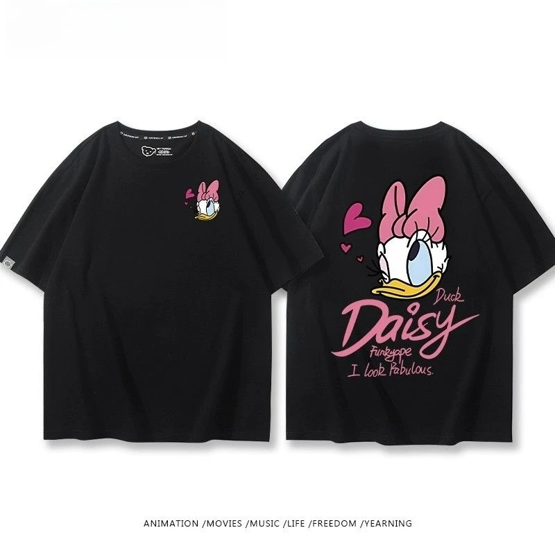 

2025 New Disney Family Family Fashion Leisure Pure Cotton T-shirt Retro Street College Style Commuting Y2K Harajuku Style