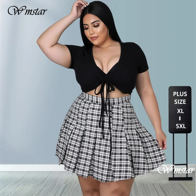 Plus Size Women Crop Top Skirt Set | Plus Size Two Piece Skirt Top - Plus  Size Sets - Aliexpress