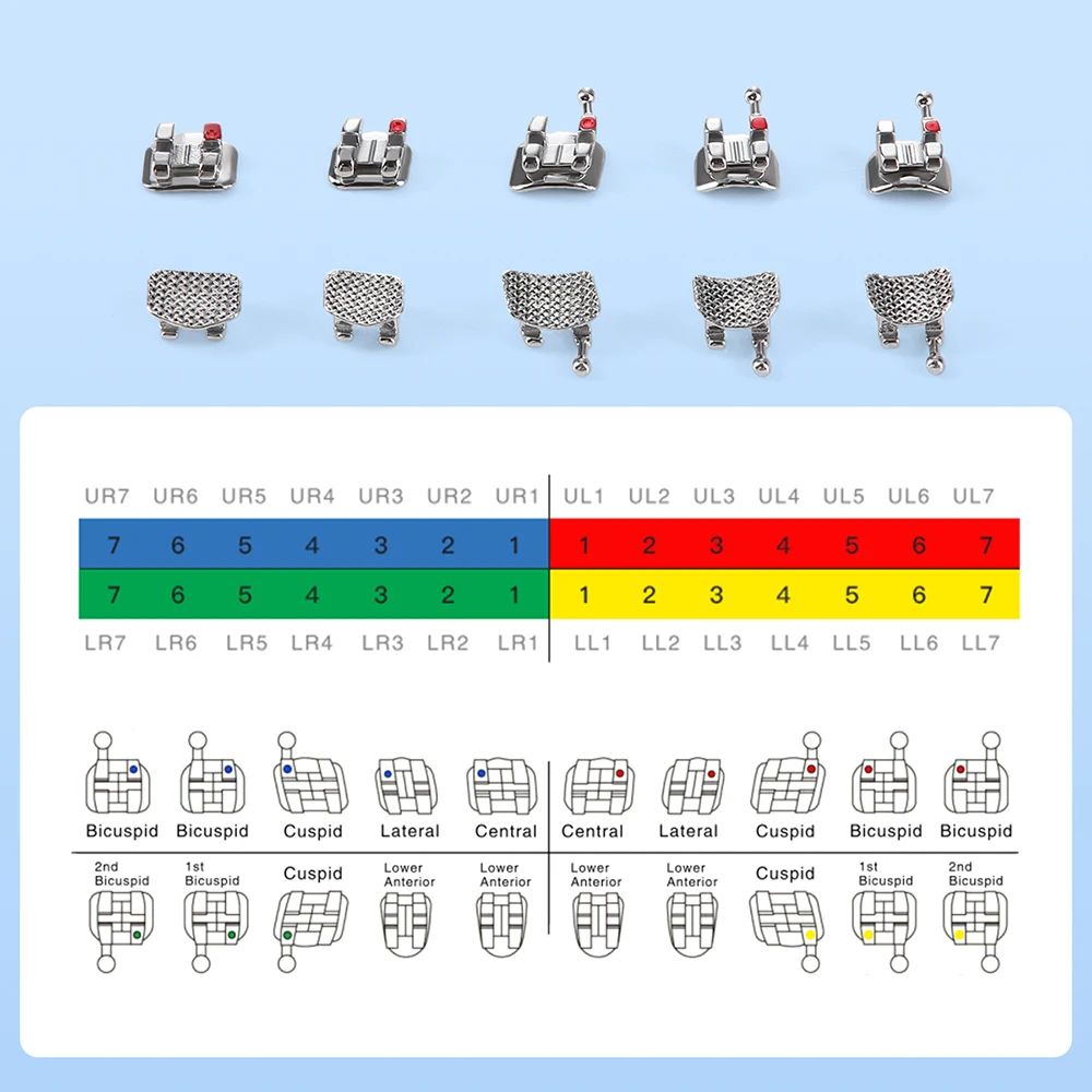 10 zestawów Dental ortodontyczne Mini metalowe wsporniki szelki Roth MBT 022 \