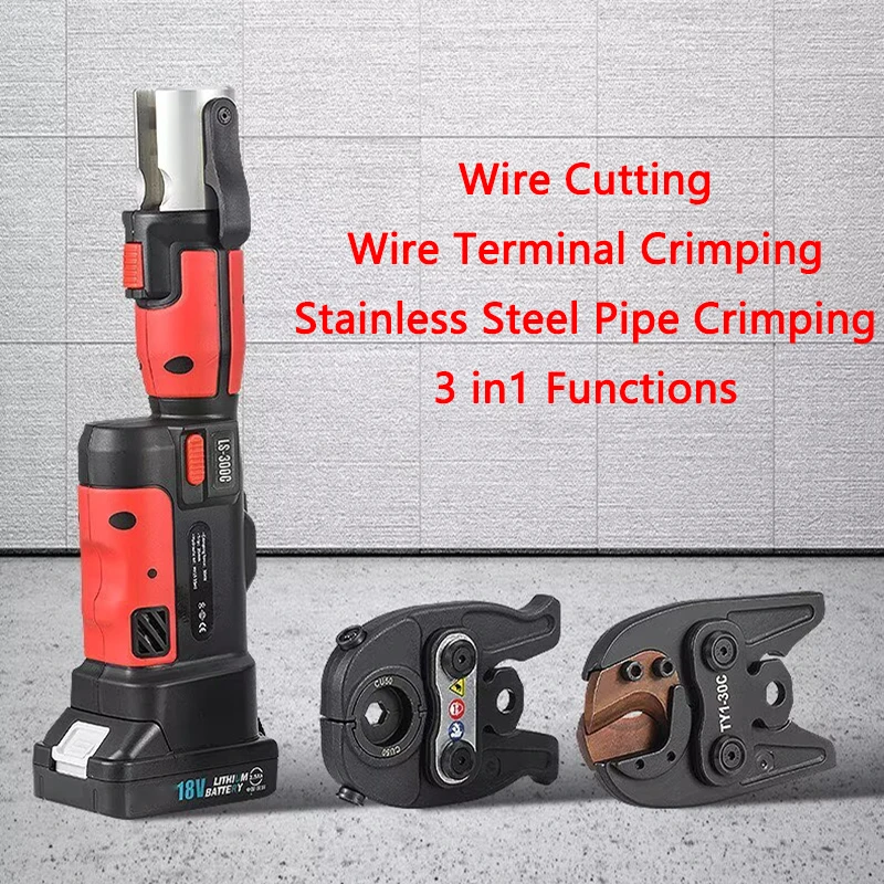 Multifunctional Electric Hydraulic Machine for Wire Terminal Crimping, Wire Cutting, Stainless Steel Pipe Crimping, 3 Functions