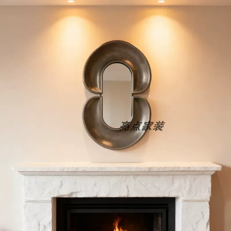 Nordic Retro Vanity Mirror Creative Irregular Wall Mounted Decorative Mirror for Living Room Dining Side Bathroom Art