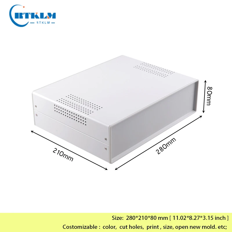 Custom DIY Iron Electronic Project Box Housing Desktop Enclosure 280x210x80mm Instrument Case for Electronics