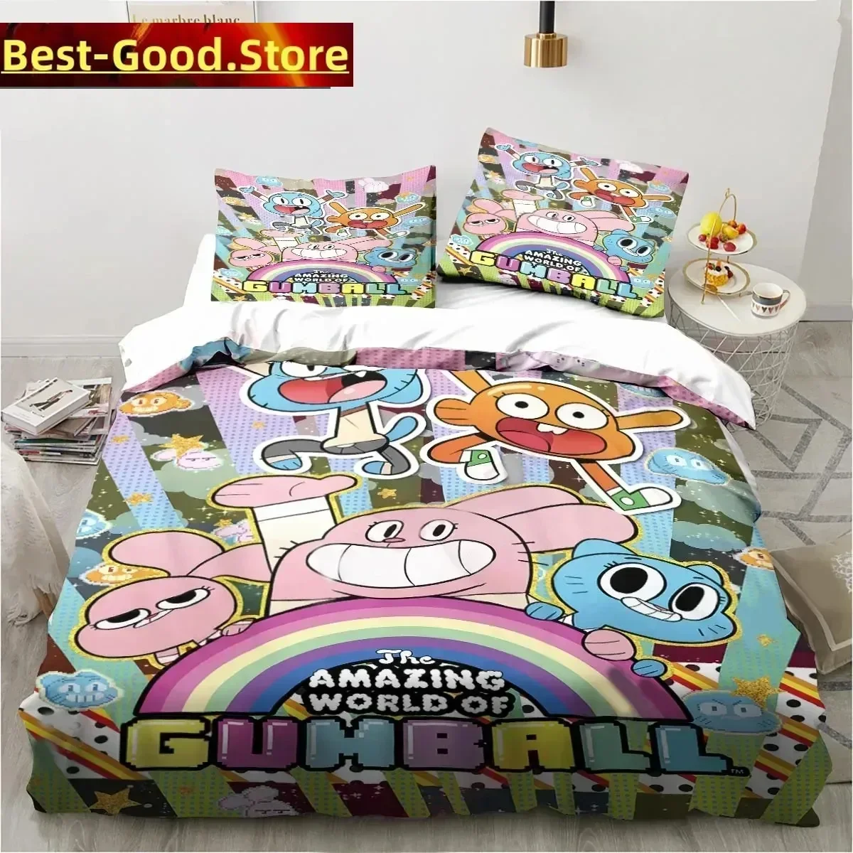 

Cartoon The Amazing World Bedding Set Gumball Boys Girls Twin Queen King Size Duvet Cover Pillowcase Bed boys Adult